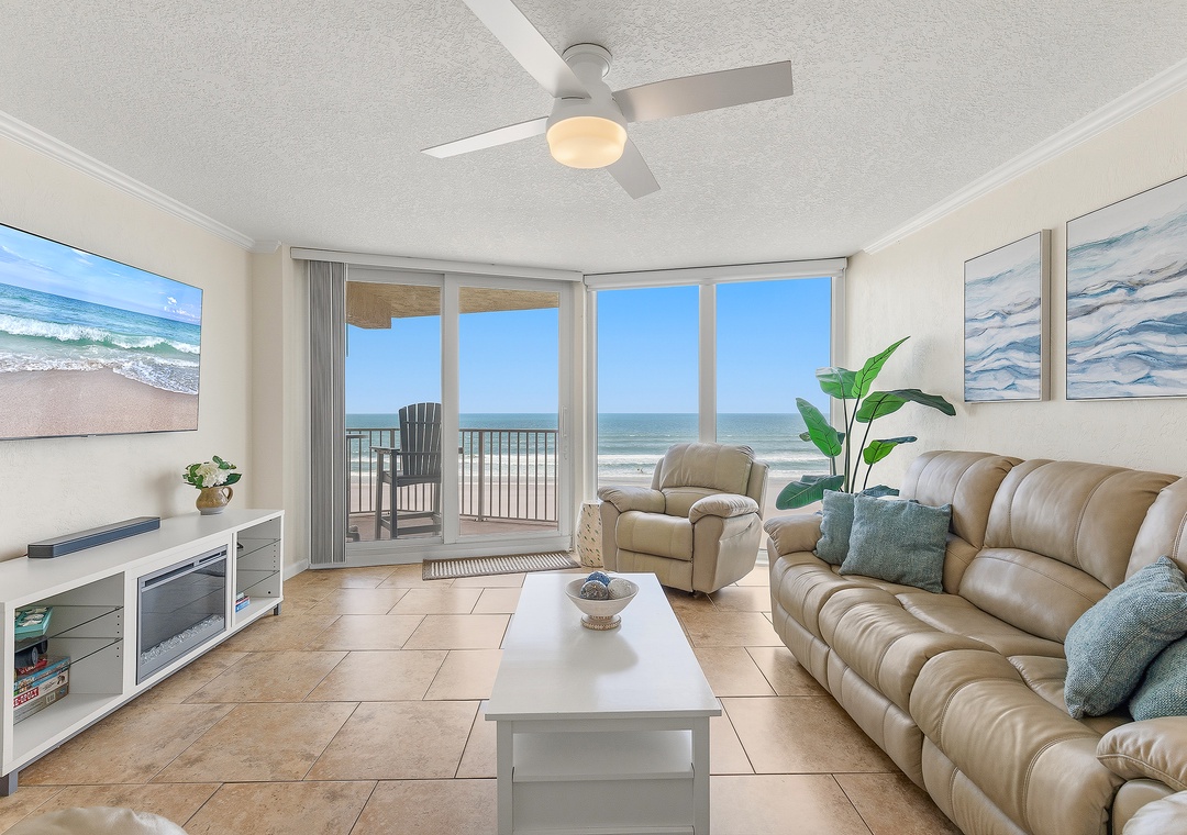 Ocean-view living room at Shores Club 402